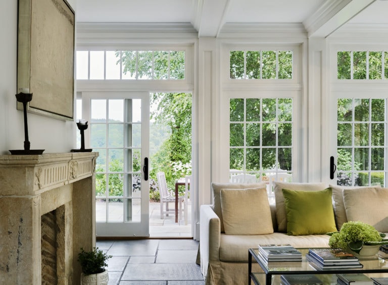 Sun Room with Fireplace Detail